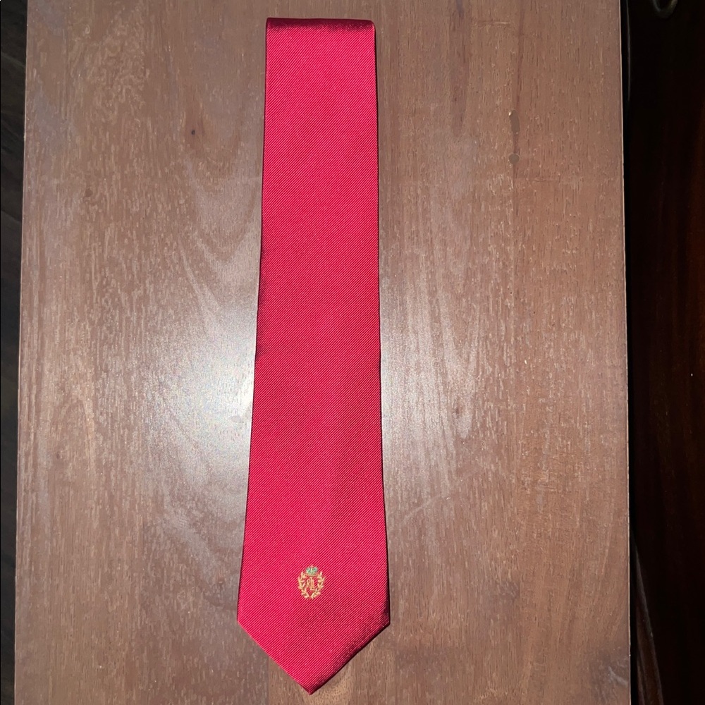 Lauren Ralph Lauren Silk Red Tie with RL Crest